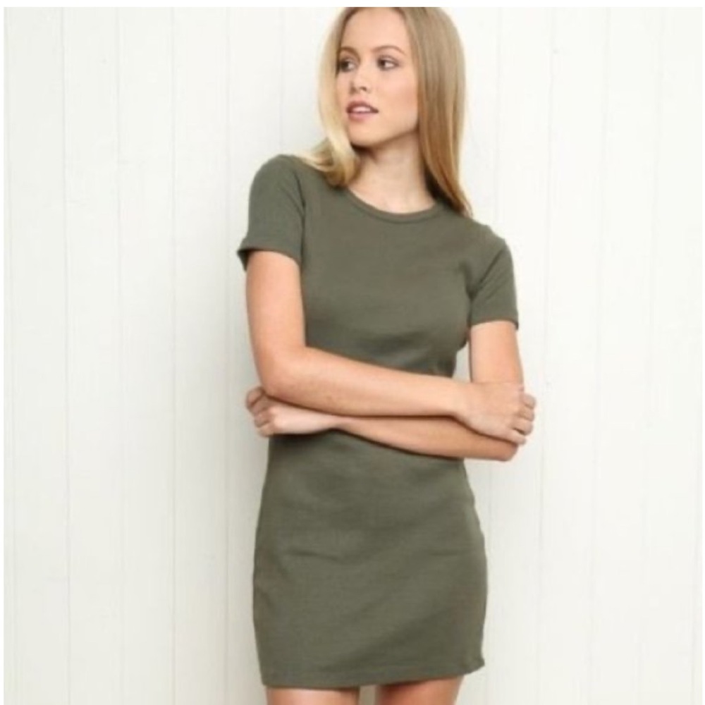 Brandy Melville Army Green Ribbed Dress